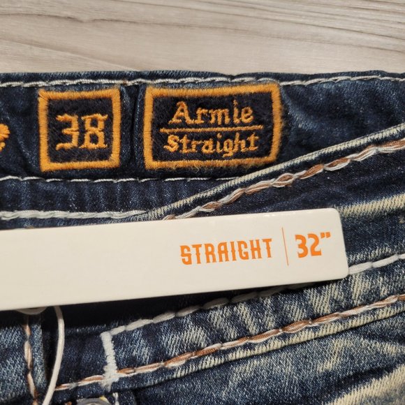 Rock Revival Men's ARMIE STRAIGHT Distressed Denim Jeans Sizes 28~44 Y2K - Picture 11 of 15